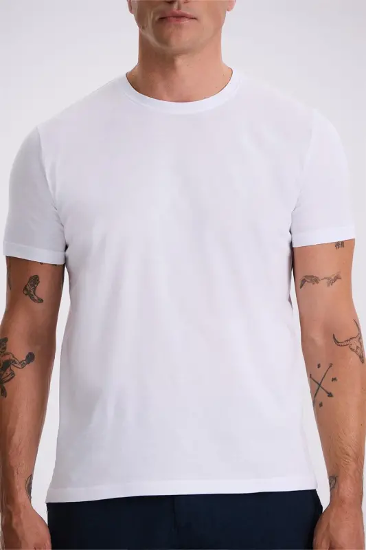100% Cotton Slim Fit Crew Neck Basic T-Shirt - 3