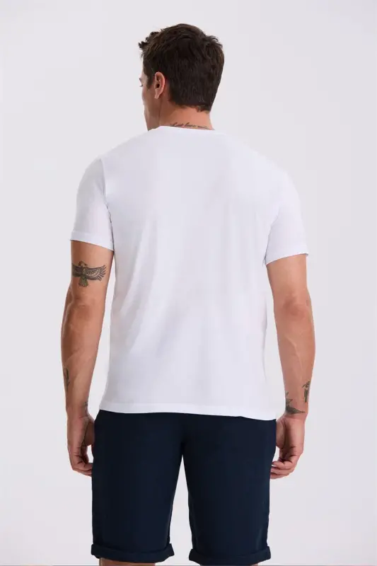 100% Cotton Slim Fit Crew Neck Basic T-Shirt - 4