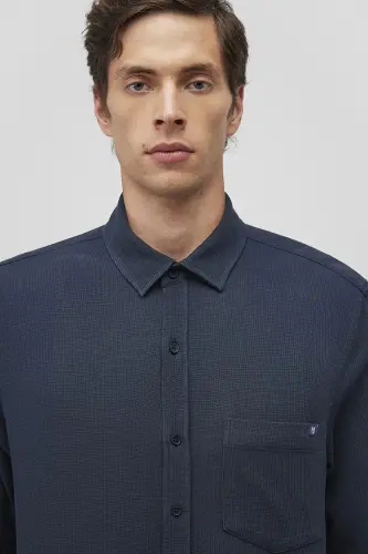 % 100 Cotton Slim Fit One Pocket Shirt Men SHIRT - 5