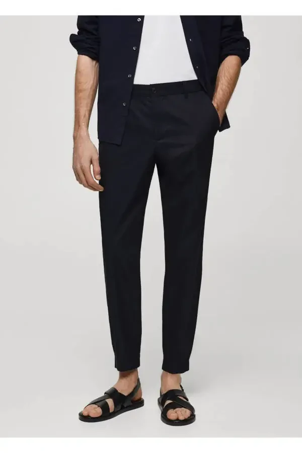 100% Cotton Slim Fit Trousers - 1