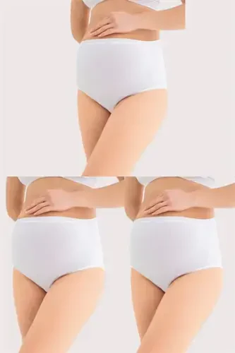 100% Cotton Soft Textured Stretchable (SEAMLESS) Maternity Underwear White 3-Pack - 1