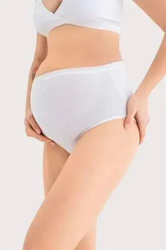 100% Cotton Soft Textured Stretchable (SEAMLESS) Maternity Underwear White 3-Pack - 3