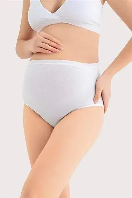 100% Cotton Soft Textured Stretchable (SEAMLESS) Maternity Underwear White 3-Pack - 4