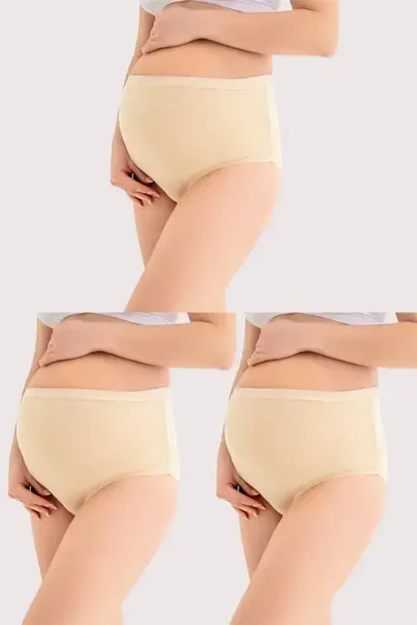100% Cotton Soft Touch Flexible (SEAMLESS) Maternity Panties Nude 3-Pack - 1