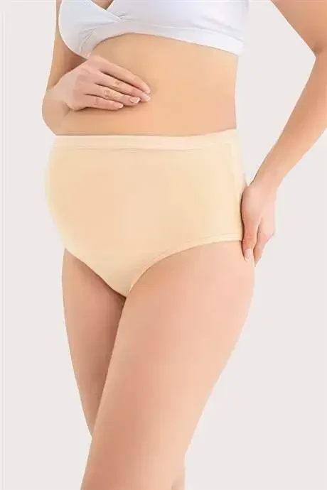 100% Cotton Soft Touch Flexible (SEAMLESS) Maternity Panties Nude 3-Pack - 4