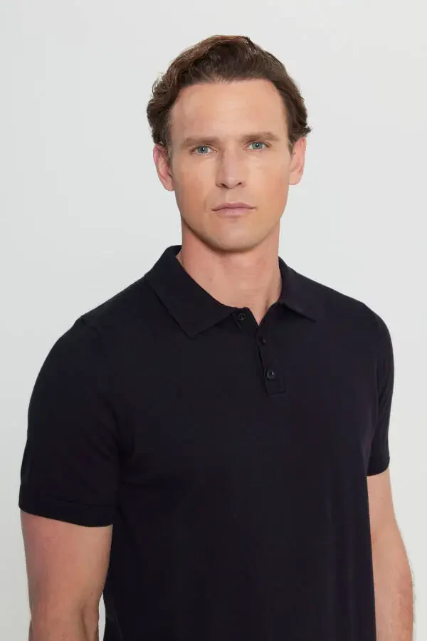 100% Cotton Standard Fit Regular Fit Polo Neck Knitted White T-shirt - 4