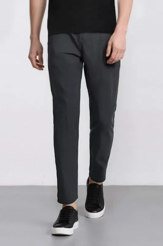 100% Cotton Summer Elastic Waist Jogger Pants Slim Fit Narrow Cut Straight Leg Pocketed D2671AX24AU-Gray - 6