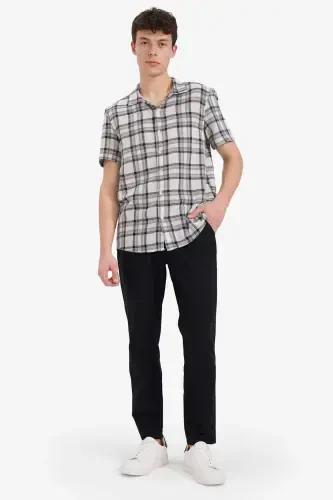 100% Cotton Summer Jogger Pants Slim Fit Drawstring Elastic Waistband Pockets Z6475AZ24SP-Black - DEFACTO (1)