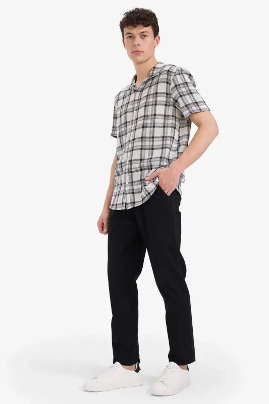 100% Cotton Summer Jogger Pants Slim Fit Drawstring Elastic Waistband Pockets Z6475AZ24SP-Black - DEFACTO
