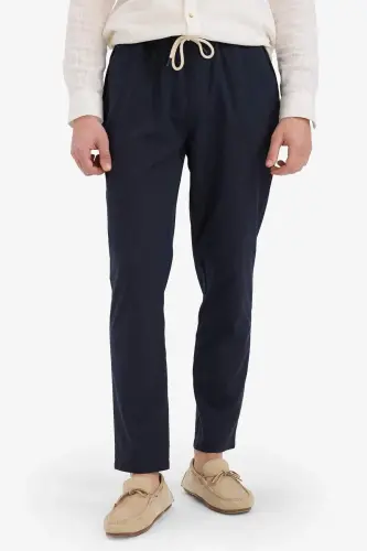 100% Cotton Summer Jogger Pants Slim Fit Drawstring Waistband Elasticated with Pockets Z6475AZ24SP-Navy Blue - 5