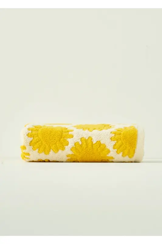 100% Cotton Sunny Face Towel Yellow (50x70 cm) - 3
