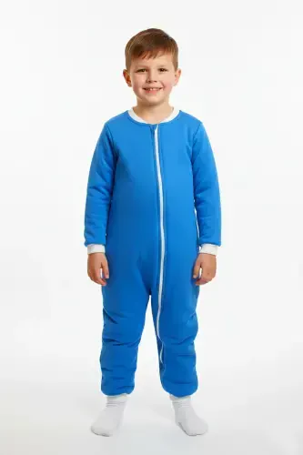 100% Cotton Unisex Sleep Sack Baby and Toddler Sleeping Bag - 1.5 Tog, Zippered, Kids Sleeping Bag-plain blue - EKOZMONOT BEBEK TULUMLARI (1)