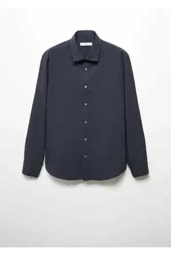 100% cotton waffle shirt-Navy Blue - 3