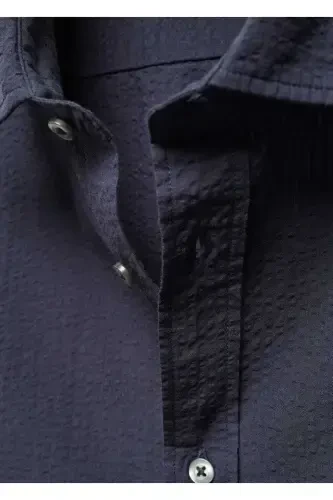 100% cotton waffle shirt-Navy Blue - 6