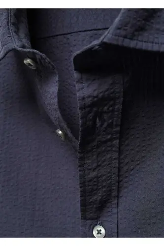 100% cotton waffle shirt-Navy Blue - 6