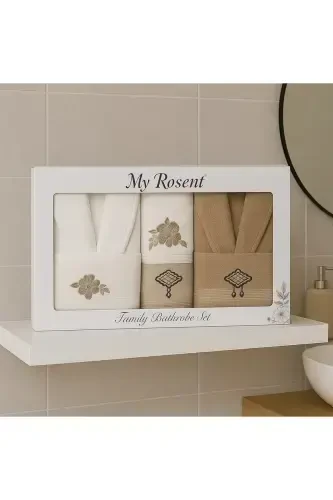 100% Cotton Women-Men Family Bathrobe Set-Powder - FIESTA (1)