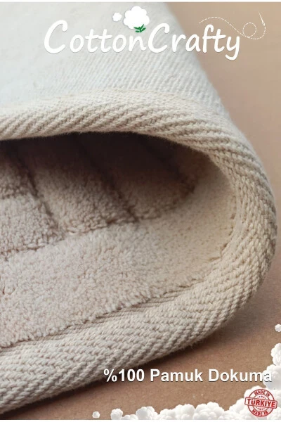 100% Cotton Woven Absorbent Bath Mat Set, Vera 2-Piece Set 60x100 - 60x50 - 5