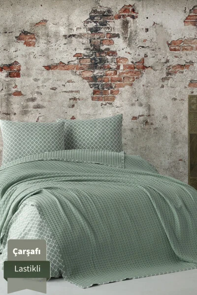 100% Cotton Woven Sheet with Elastic Double Bed Quilt Set - Modazone