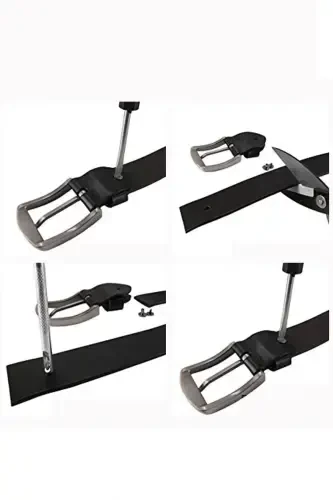 %100 Genuine Leather 2-Piece Navy Brown Belt-Navy Brown - 4