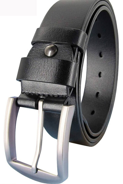 100% Genuine Leather 4 Cm Black Men's Belt - 1