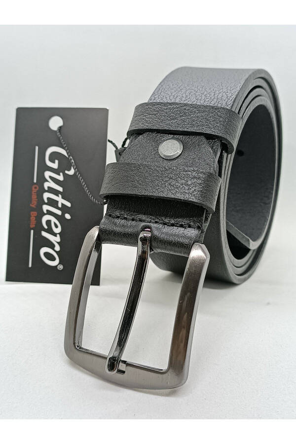 100% Genuine Leather 4 Cm Black Men's Belt - 2