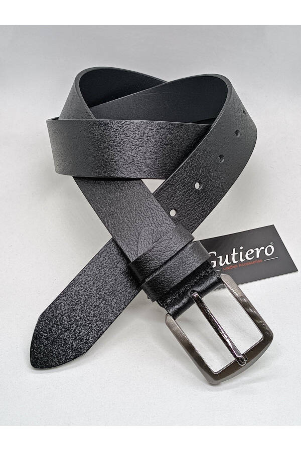 100% Genuine Leather 4 Cm Black Men's Belt - 4