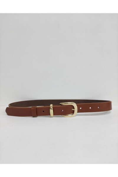 100% Genuine Leather Gold Buckle Women's Brown Belt - 6