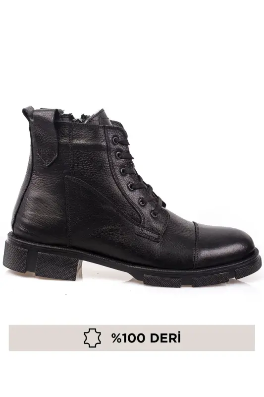 %100 Hakiki Deri, Suya Dayanıklı, Erkek Deri Bot-WLF SİYAH - 3