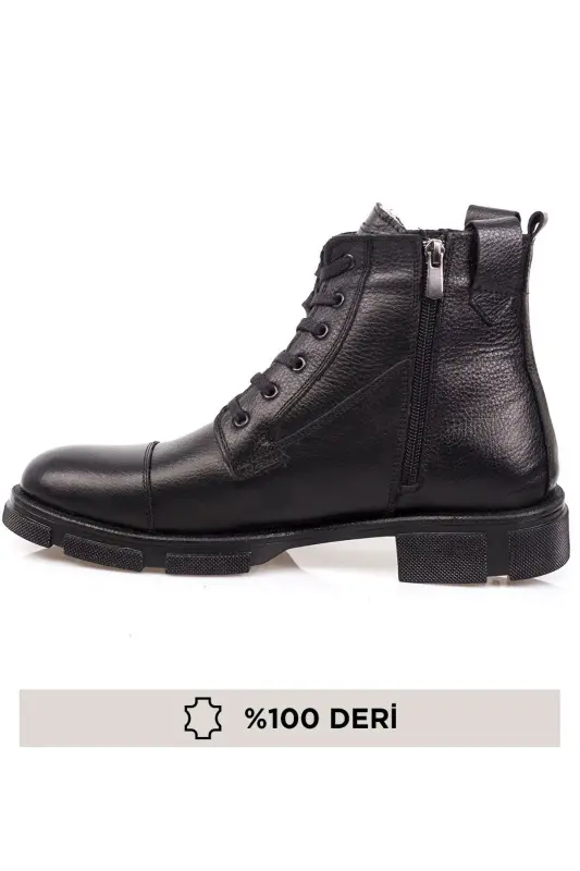 %100 Hakiki Deri, Suya Dayanıklı, Erkek Deri Bot-WLF SİYAH - 4