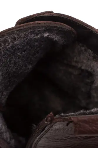 %100 Hakiki Deri, Suya Dayanıklı, Erkek Deri Bot-WLF SİYAH - 5