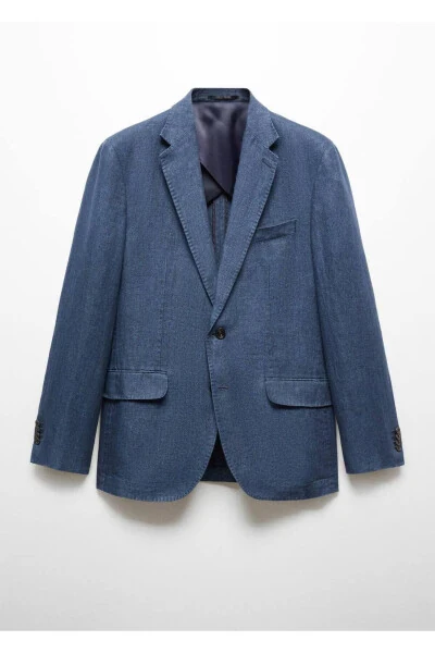 100% Herringbone Linen Blazer Jacket - 3