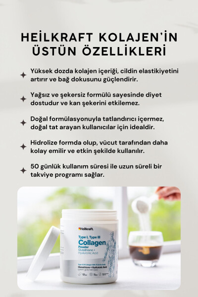 %100 Hidrolize Kolajen, Glutatyon, Hyaluronic Acid Ve 15 Amino Asit Içeren Gıda Takviyesi 50 Günlük - 5