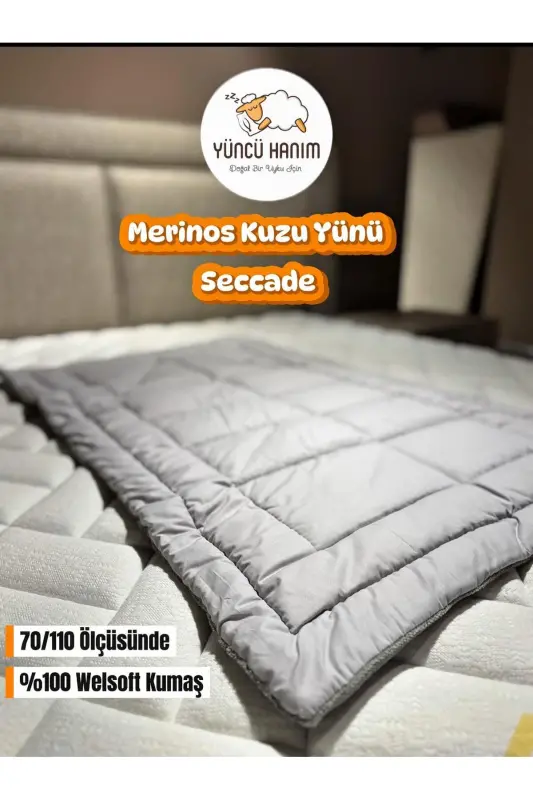 %100 Jun bilan to'ldirilgan, Kulrang rangli Welsoft yuzasi 70 X 110 Sm o'lchamdagi joynamoz-Kulrang - 5