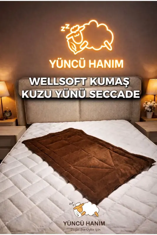 %100 Jun bilan to'ldirilgan, qahva rangli welsoft yuzasi 70 X 110 sm o'lchamdagi joynamoz-jigarrang - YÜNCÜ HANIM