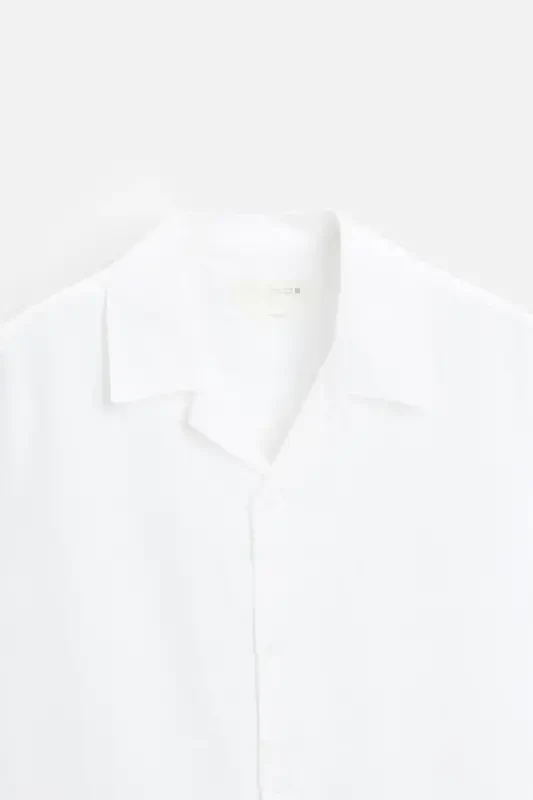 RELAXED FIT KETEN GÖMLEK-Beyaz - 7