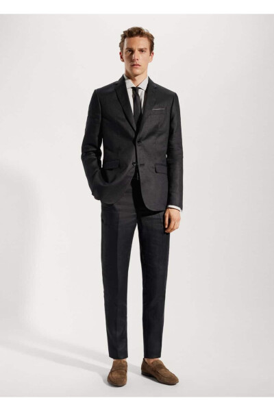 %100 Keten Kumaş Blazer Ceket - 2