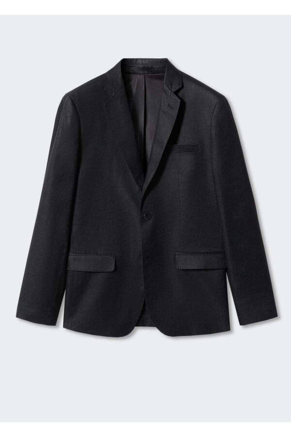 %100 Keten Kumaş Blazer Ceket - 3