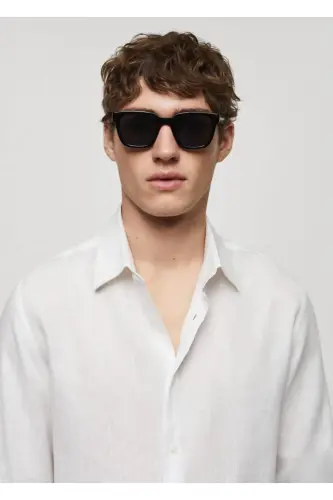 %100 Keten Regular Kesim Gömlek-Beyaz - 5