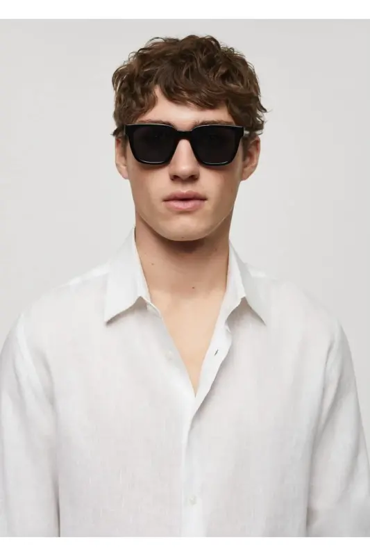 %100 Keten Regular Kesim Gömlek-Beyaz - 5