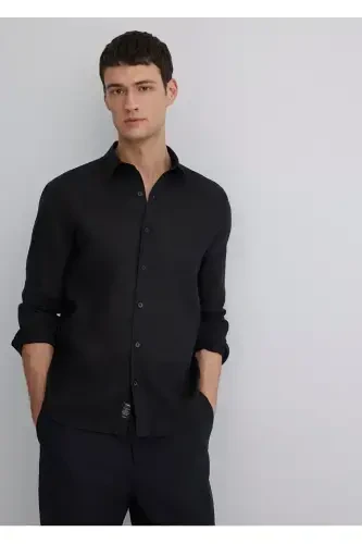 %100 keten slim fit erkaklar - MAVI (1)