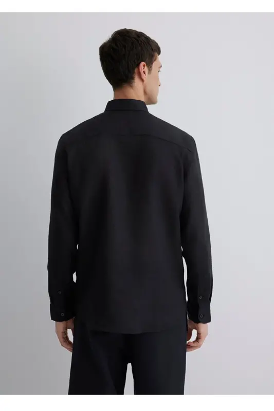 %100 keten slim fit erkaklar - 3