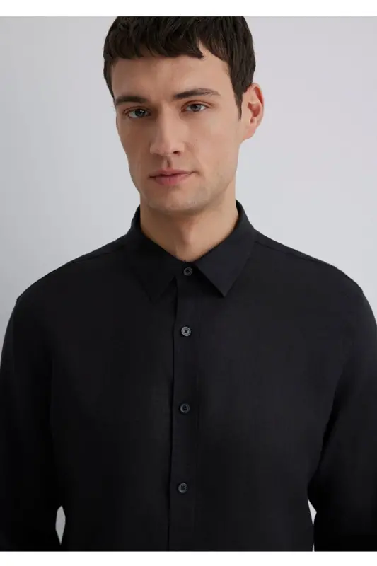 %100 keten slim fit erkaklar - 4