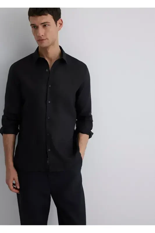 %100 keten slim fit erkek - 1