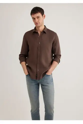 %100 keten slim fit erkek gömlek - 1