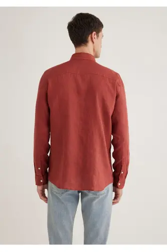 %100 keten slim fit erkek gömlek - 3
