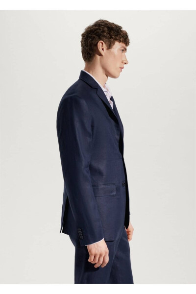 %100 Keten Slim Fit Kumaş Blazer Ceket - 5