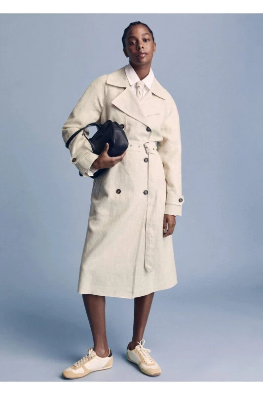 %100 Keten Trençkot - MANGO