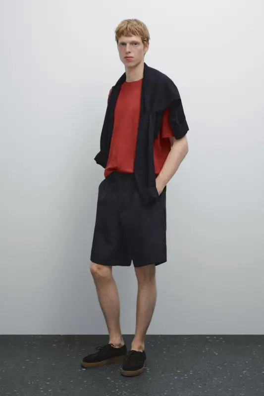 %100 keten triko t-shirt - 5