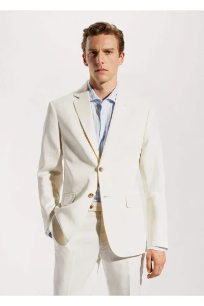 100% Linen Blazer Jacket - MANGO MAN