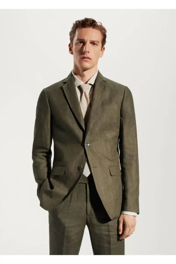 100% Linen Fabric Blazer Jacket - 1